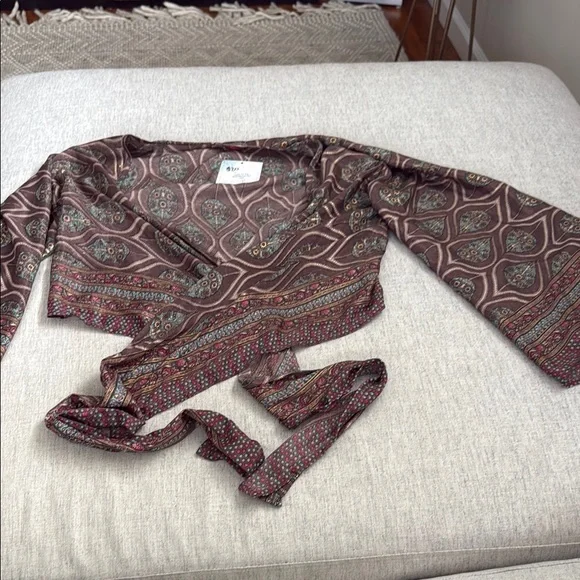 Bohemian Wrap Top with Bell Sleeves - Picture 1 of 7